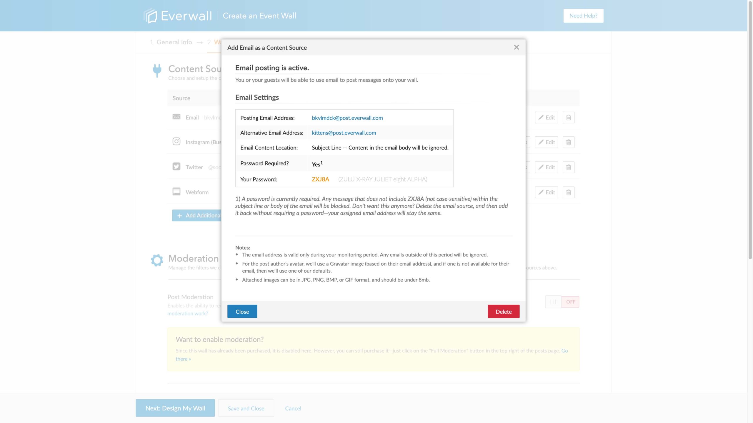 Email Source Setup Details