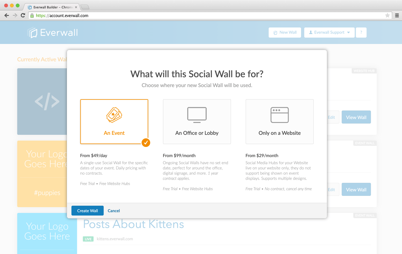 Pick Social Wall Type