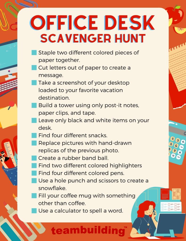 Scavenger hunt- Fun Work Social Event Ideas