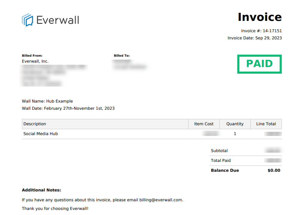 invoice info