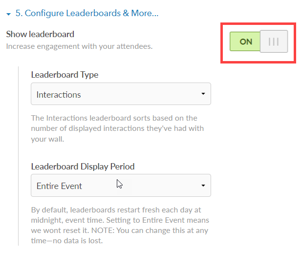 configure leaderboard