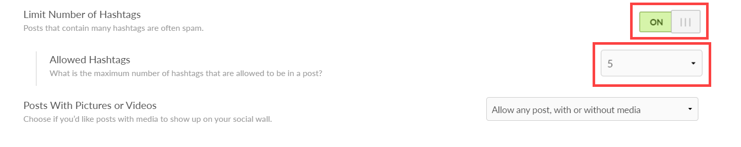 limit no of hashtags