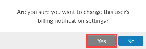 prompt to billing notification settings yes