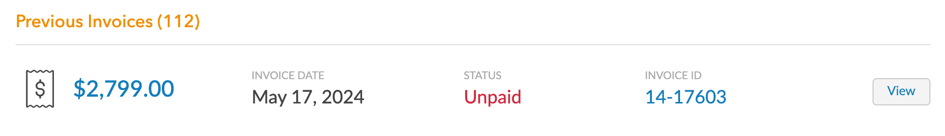 unpaid invoice