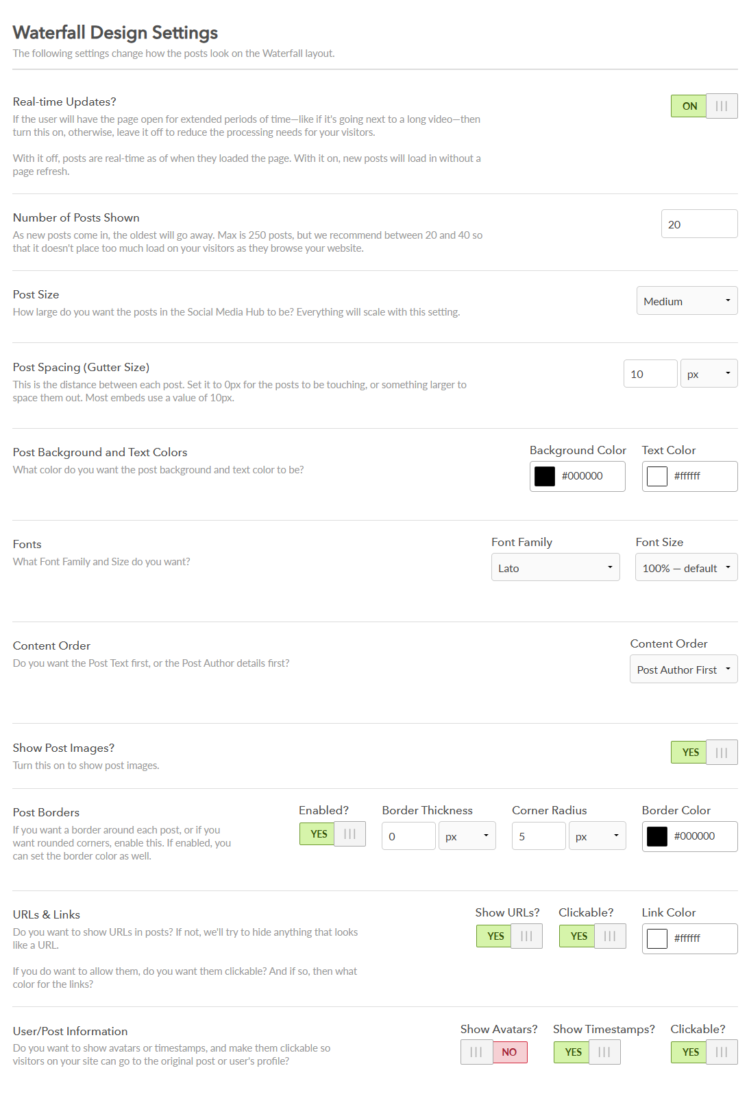 Waterfall Design Settings orig