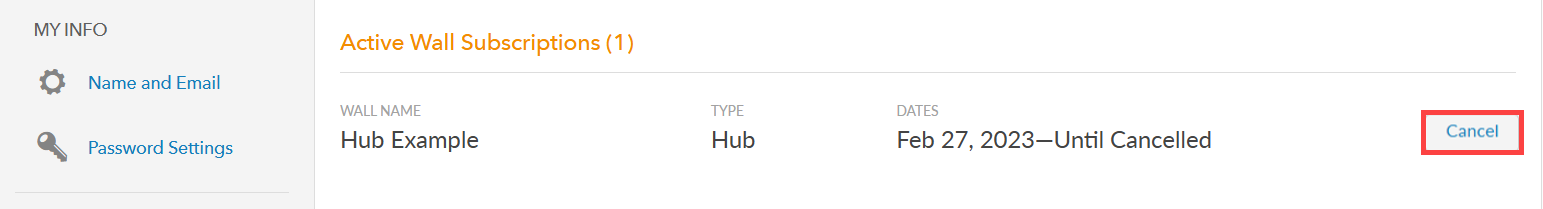 active wall subscription cancel button