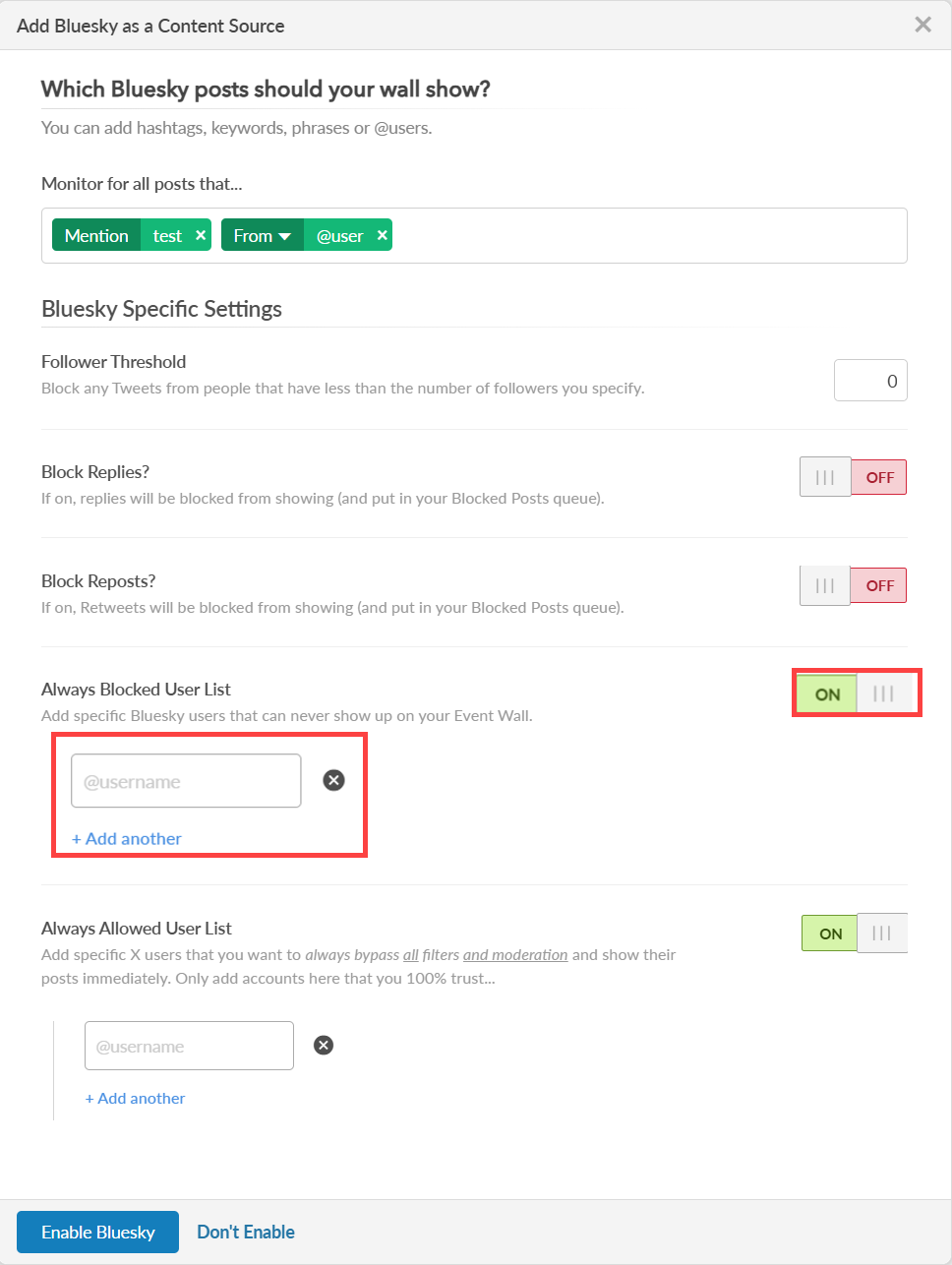 always blocked userlist