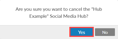 cancel social media hub yes button