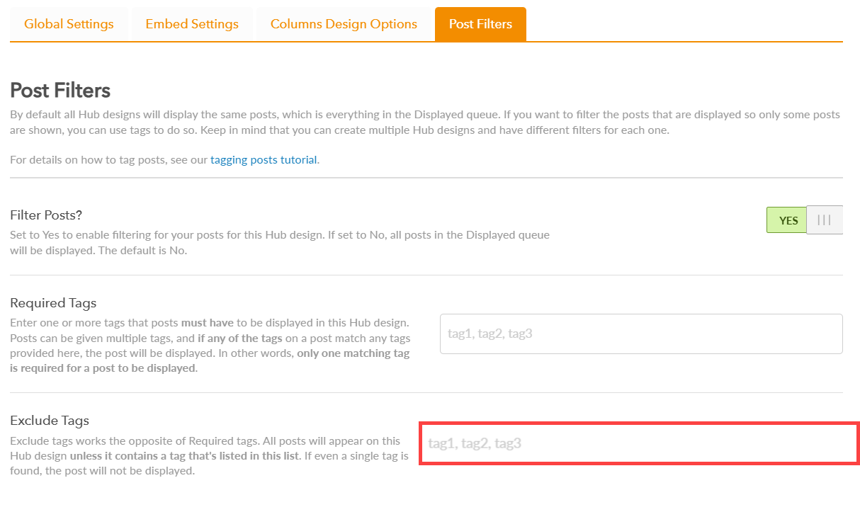 exclude tags