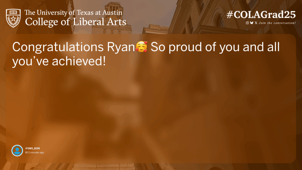 Screenshot of the University of Austin, College of Arts and Sciences Graduation