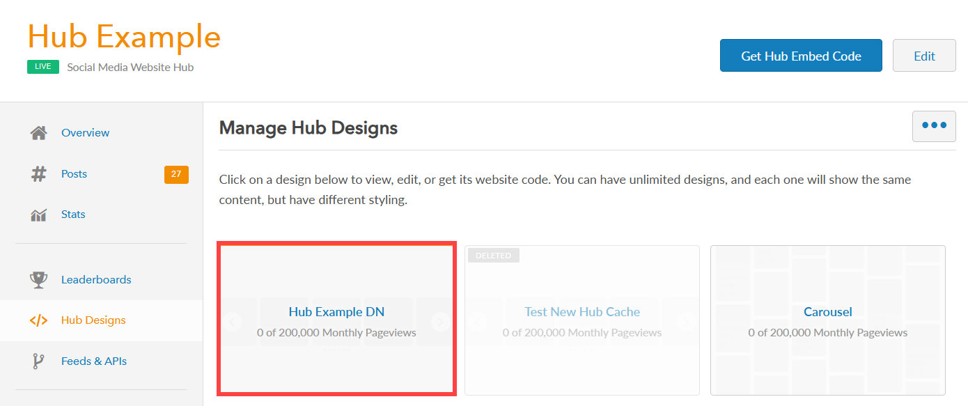 select hub design