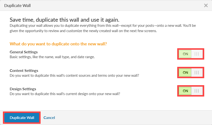 Duplicate Wall Settings