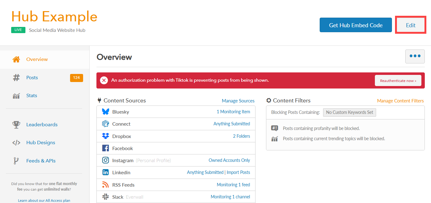 overview page edit button