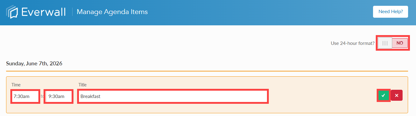 Add Agenda Item - no location and description