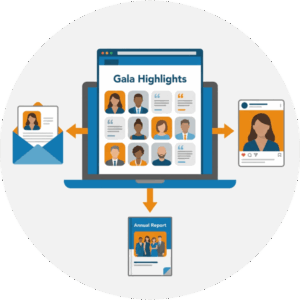 How to Plan a Spring Gala Your Guests Will Post About - Gala photos reused in emails social posts and reports